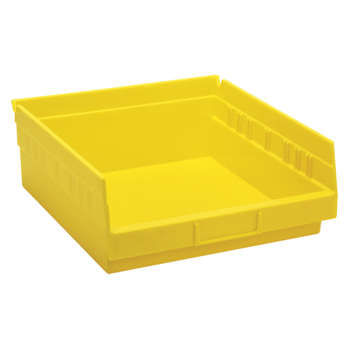 Shelf Bins, 11-1/8" W x 4" H x 11-5/8" D, Yellow, 30 lbs. Capacity Fastek