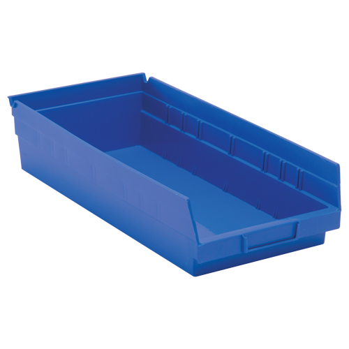 Bacs de rangement pour tablettes, 8-3/8" la x 4" H x 17-7/8" p, Bleu, Capacit&eacute; 40 lb Fastek