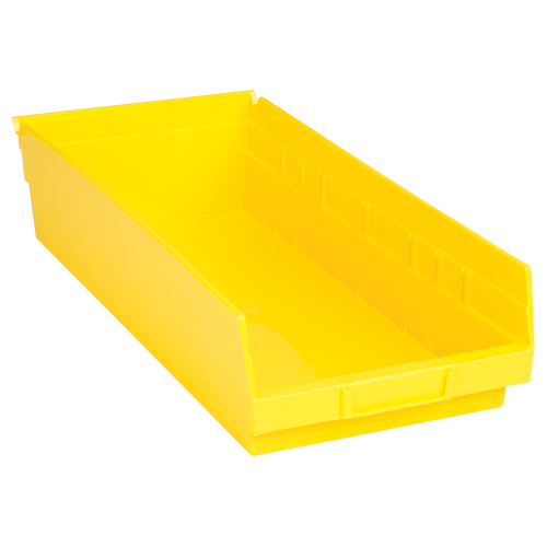 Shelf Bins, 8-3/8" W x 4" H x 17-7/8" D, Yellow, 40 lbs. Capacity Fastek