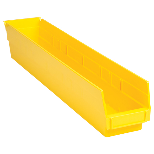 Shelf Bins, 4-1/8" W x 4" H x 23-5/8" D, Yellow, 50 lbs. Capacity Fastek