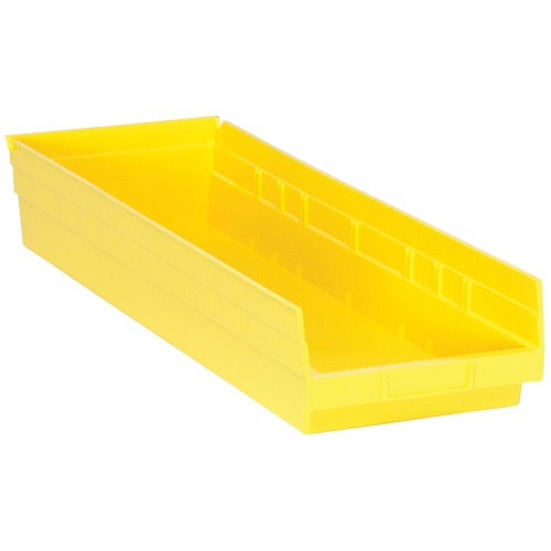 Shelf Bins, 8-3/8" W x 4" H x 23-5/8" D, Yellow, 50 lbs. Capacity Fastek