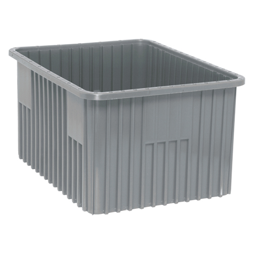 Contenants Divider Box, Plastique, 22,5" la x 17,5" p x 12" h, Gris Fastek