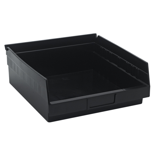 Economy Shelf Bin, 11-1/8" W x 4" H x 11-5/8" D, Black Fastek