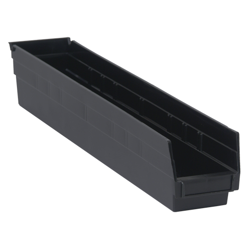 Economy Shelf Bin, 4-1/8" W x 4" H x 23-5/8" D, Black Fastek