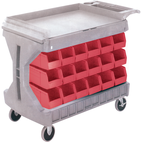 Pro Cart With Blue Bins, Double-sided, 36 bins, 45-5/18" W x 24" D x 34-3/4" H Fastek