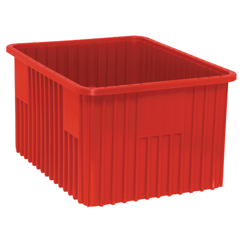 Contenants Divider Box, Plastique, 22,5" la x 17,5" p x 12" h, Rouge Fastek