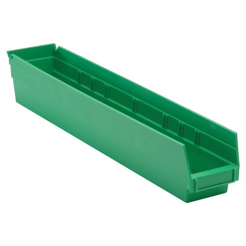 Economy Shelf Bin, 4-1/8" W x 4" H x 23-5/8" D, Green Fastek