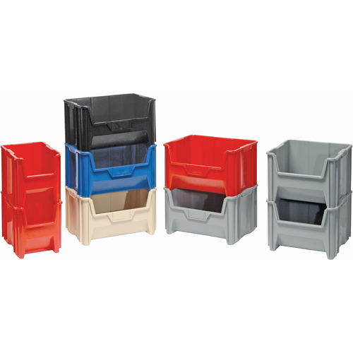 Giant Stacking Containers, 16.5" W x 17.5" D x 12.5" H, Grey Fastek