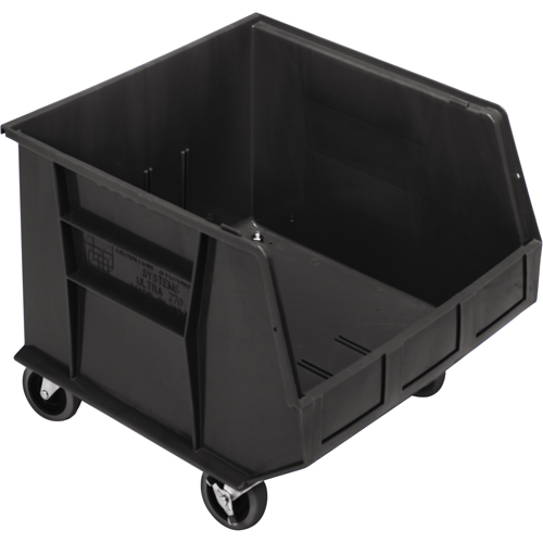 Mobile Bin, 14" H x 16-1/2" W x 18" D, 75 lbs. Capacity, Black Fastek