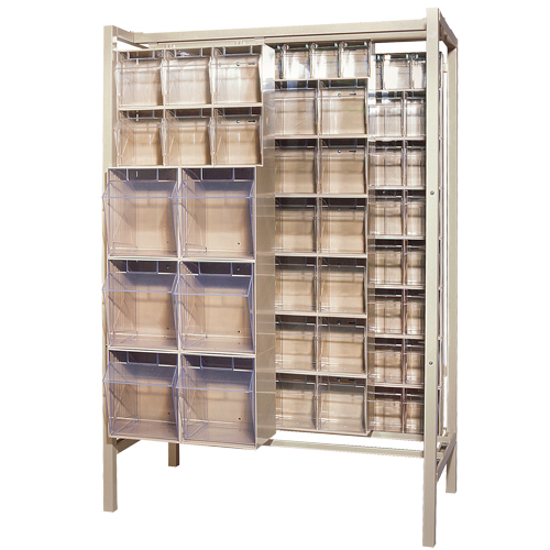 Free-Standing Tip-Out Bins Slider System, 51-1/4" W x 26" D x 77" H, 101 Drawers Fastek