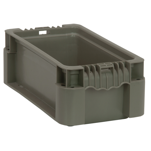 Collapsible Stacking Container, 7" W x 12" D x 5" H, Grey Fastek