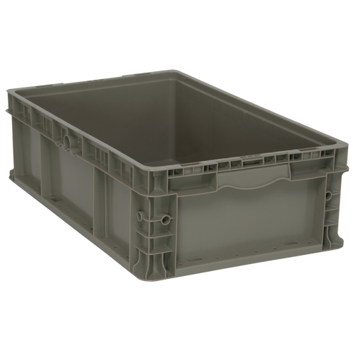 Collapsible Stacking Container, 15" W x 24" D x 7.5" H, Grey Fastek
