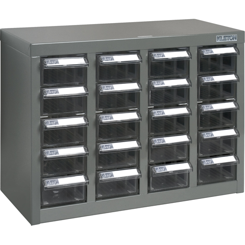 KPC-600 Parts Cabinet, Steel, 20 Drawers, 18-1/3" x 8-2/3" x 13-3/4", Grey Fastek