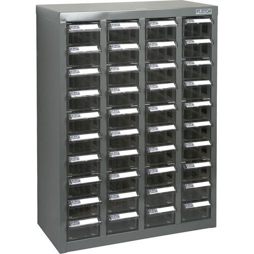 KPC-600 Parts Cabinet, Galvanized Steel, 40 Drawers, 18-3/10" x 8-7/10" x 25-3/10", Grey Fastek