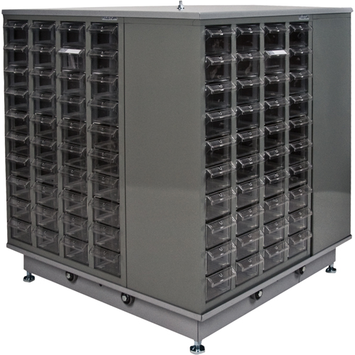KPC-600 Parts Cabinet, Galvanized Steel, 40 Drawers, 18-3/10" x 8-7/10" x 25-3/10", Grey Fastek