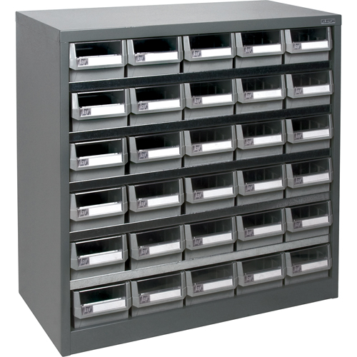 KPC-HD Heavy-Duty Parts Cabinet, Galvanized Steel, 30 Drawers, 34-3/5" x 15-7/10" x 34-3/5", Grey Fastek