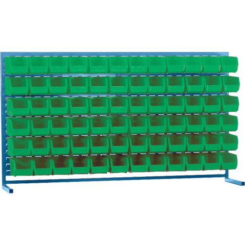 Louvered Rack with Bins, 72 Bins, 72" W x 15" D x 40" H Fastek