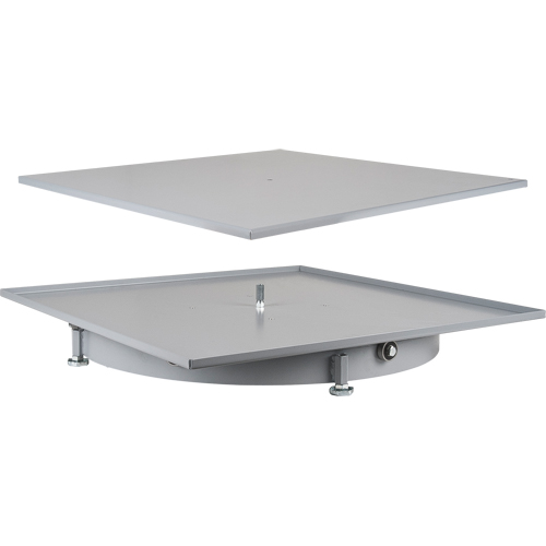 Carrousel de casiers &agrave; tiroirs industriels & robustes, Acier, 27-1/2" la x 27-1/2" p x 4" h, Gris Fastek