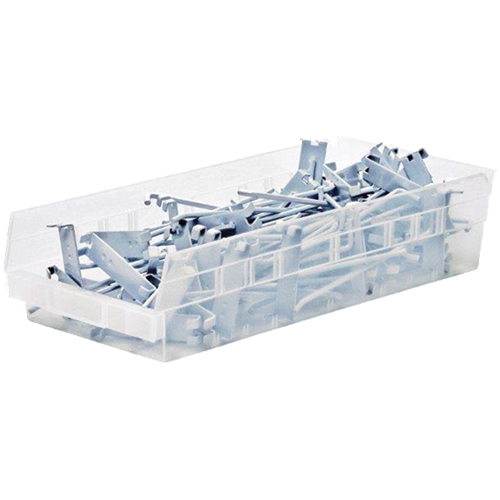 Shelf Bins, 6-5/8" W x 4" H x 23-5/8" D, Clear, 50 lbs. Capacity Fastek