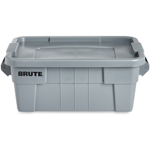 Brute Storage Tote with Lid, 27.88” D x 16.5” W x 10.7" H, 112 llbs. Capacity, Grey Fastek