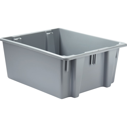 Stack & Nest Palletote Box, 10" x 19.5" x 23.5", Grey Fastek
