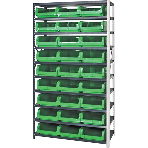 Shelving Unit with Stacking Bins, Steel, Magnum Bin, 650 lbs. Capacity, 42" W x 76" H Fastek