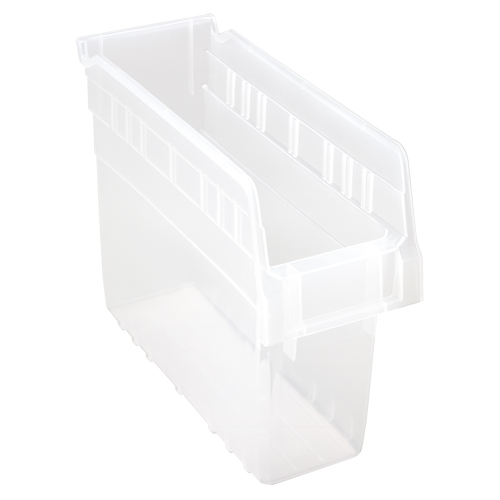 Store-Max Shelf Bins, 4-3/8" W x 8" H x 11-5/8" D, Clear, 44 lbs. Capacity Fastek
