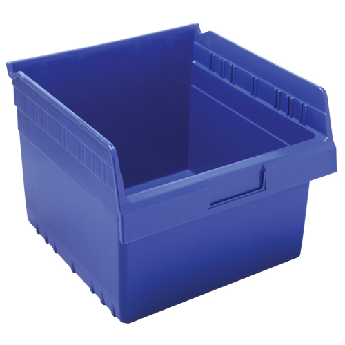 Store-Max Shelf Bins, 11-1/8" W x 8" H x 11-5/8" D, Blue, 44 lbs. Capacity Fastek