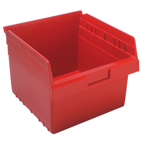 Store-Max Shelf Bins, 11-1/8" W x 8" H x 11-5/8" D, Red, 44 lbs. Capacity Fastek