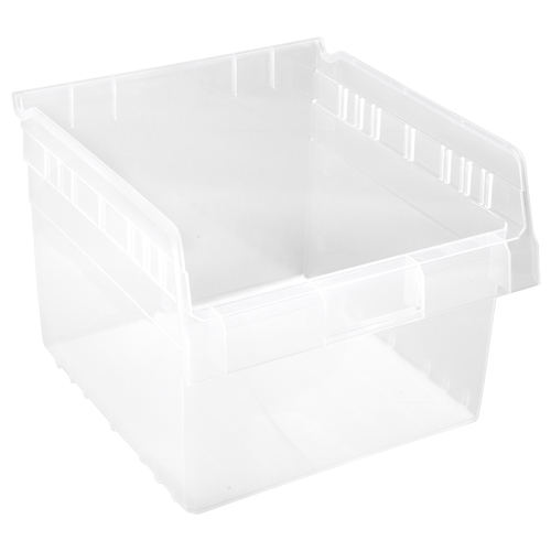 Store-Max Shelf Bins, 11-1/8" W x 8" H x 11-5/8" D, Clear, 44 lbs. Capacity Fastek