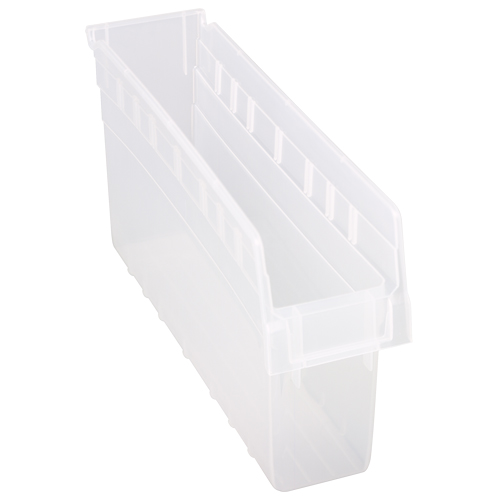 Store-Max Shelf Bins, 4-3/8" W x 8" H x 17-7/8" D, Clear, 56 lbs. Capacity Fastek