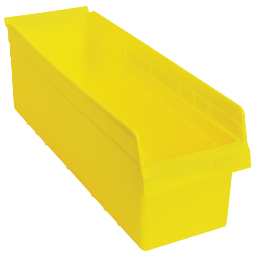 Store-Max Shelf Bins, 8-3/8" W x 8" H x 23-5/8" D, Yellow, 68 lbs. Capacity Fastek