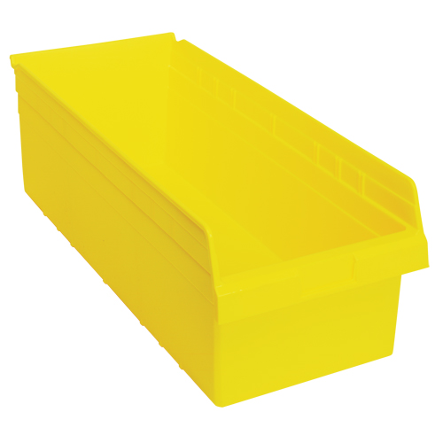 Store-Max Shelf Bins, 11-1/8" W x 8" H x 23-5/8" D, Yellow, 68 lbs. Capacity Fastek