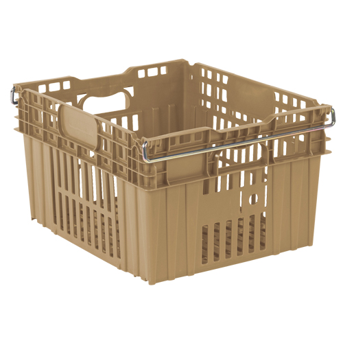 Contenant en plastique empilable Stack-N-Nest pour l'agriculture, 20" x 24" x 13,4", Beige Fastek