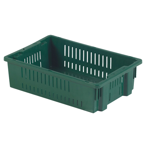 Contenant en plastique empilable Stack-N-Nest pour l'agriculture, 13,1" x 19,7" x 5,6", Vert Fastek