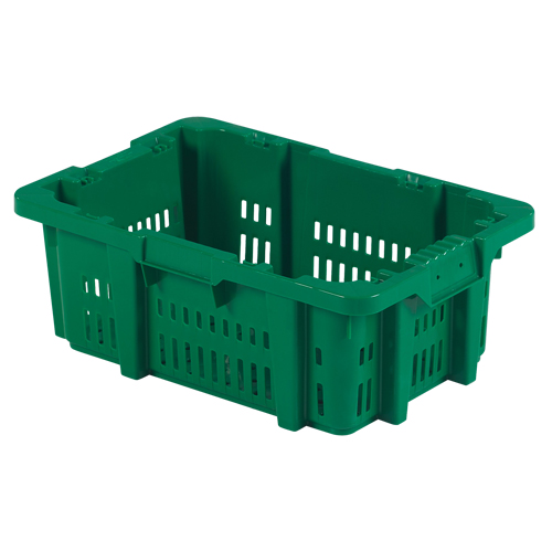 Food Handling Plastic Stack-N-Nest Container, 16" x 23.9" x 8.8", Green Fastek