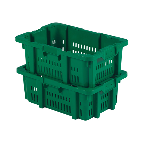 Food Handling Plastic Stack-N-Nest Container, 16" x 23.9" x 8.8", Green Fastek