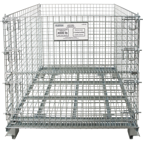 Collapsible Wire Container, 40" W x 32" D x 34" H, 4000 lbs. Capacity Fastek