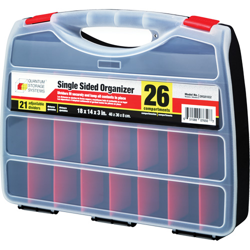 Plastic Compartment Box, 14" W x 18" D x 3" H, 26 Compartments Fastek