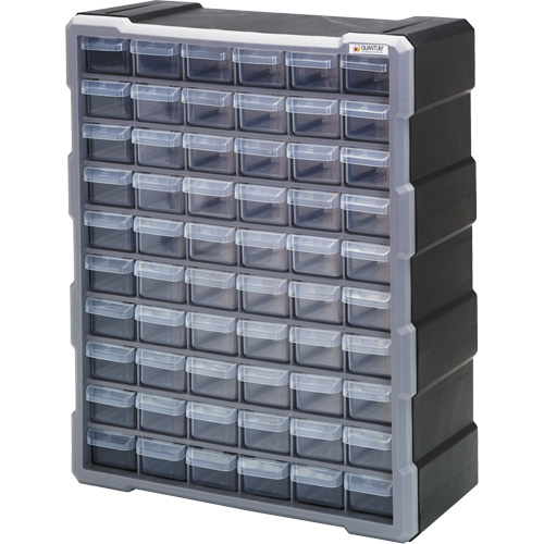 Drawer Cabinet, Plastic, 60 Drawers, 15" x 6-1/4" x 18-3/4", Black Fastek