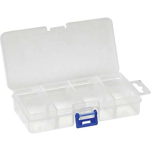 Plastic Compartment Box, 2.75" W x 5.5" D x 1.25" H, 8 Compartments Fastek