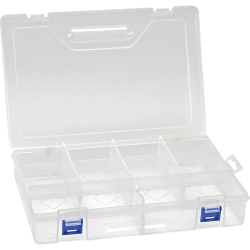 Plastic Compartment Box, 7.75" W x 11.75" D x 2.2" H, 10 Compartments Fastek