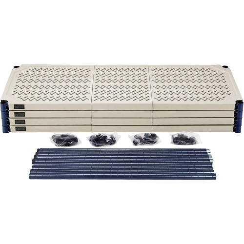 &eacute;tag&egrave;re en fils m&eacute;talliques avec tablettes en plastique, Cadre en fils m&eacute;talliques avec tablettes en plastique, Sans boulons, Capacit&eacute; 600 lb, 48" la x 72" h x 18" p Fastek