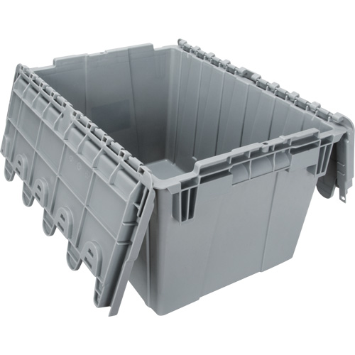 Contenant de distribution en plastique avec dessus basculant, 21,65" x 15,5" x 12,5", Gris Fastek