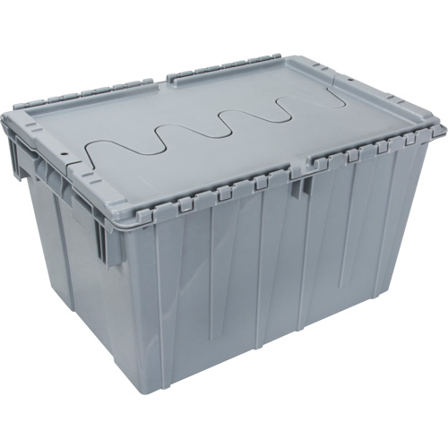 Contenant de distribution en plastique avec dessus basculant, 21,65" x 15,5" x 12,5", Gris Fastek