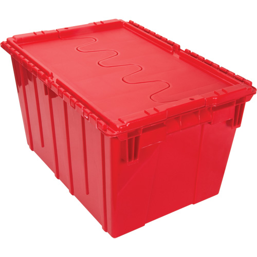 Contenant de distribution en plastique avec dessus basculant, 21,65" x 15,5" x 12,5", Rouge Fastek