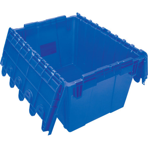 Contenant de distribution en plastique avec dessus basculant, 21,65" x 15,5" x 12,5", Bleu Fastek