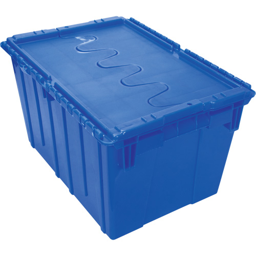 Contenant de distribution en plastique avec dessus basculant, 21,65" x 15,5" x 12,5", Bleu Fastek