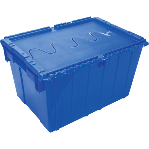 Contenant de distribution en plastique avec dessus basculant, 21,65" x 15,5" x 12,5", Bleu Fastek