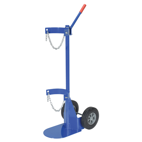 Gas Cylinder Cart, Rubber Wheels, 12" W x 15-1/2" L Base, 500 lbs. Fastek